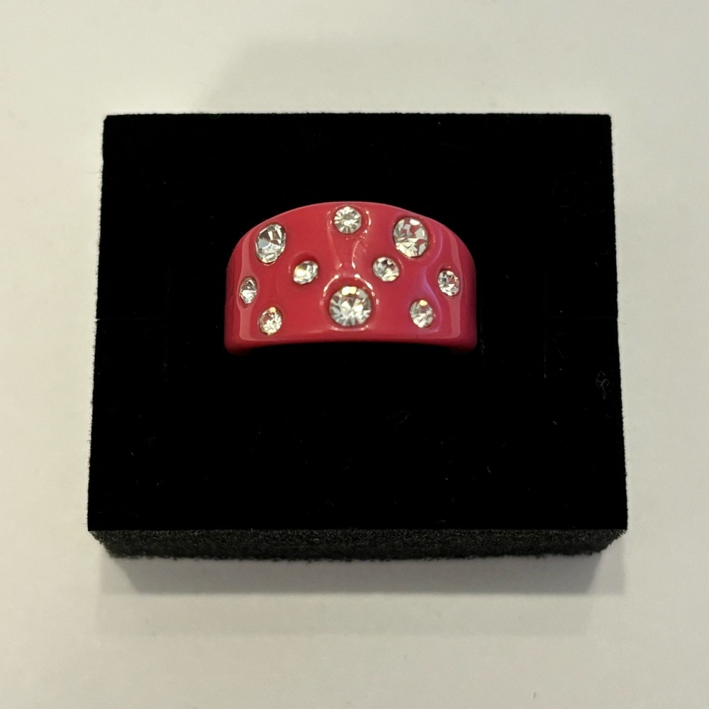CLAIRE’S Big Chunky Rhinestone Gem Statement Fashion Ring - pink, size 5